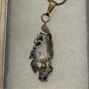 NWOT Sterling Silver With Fort Agate Drop Pendant Necklace